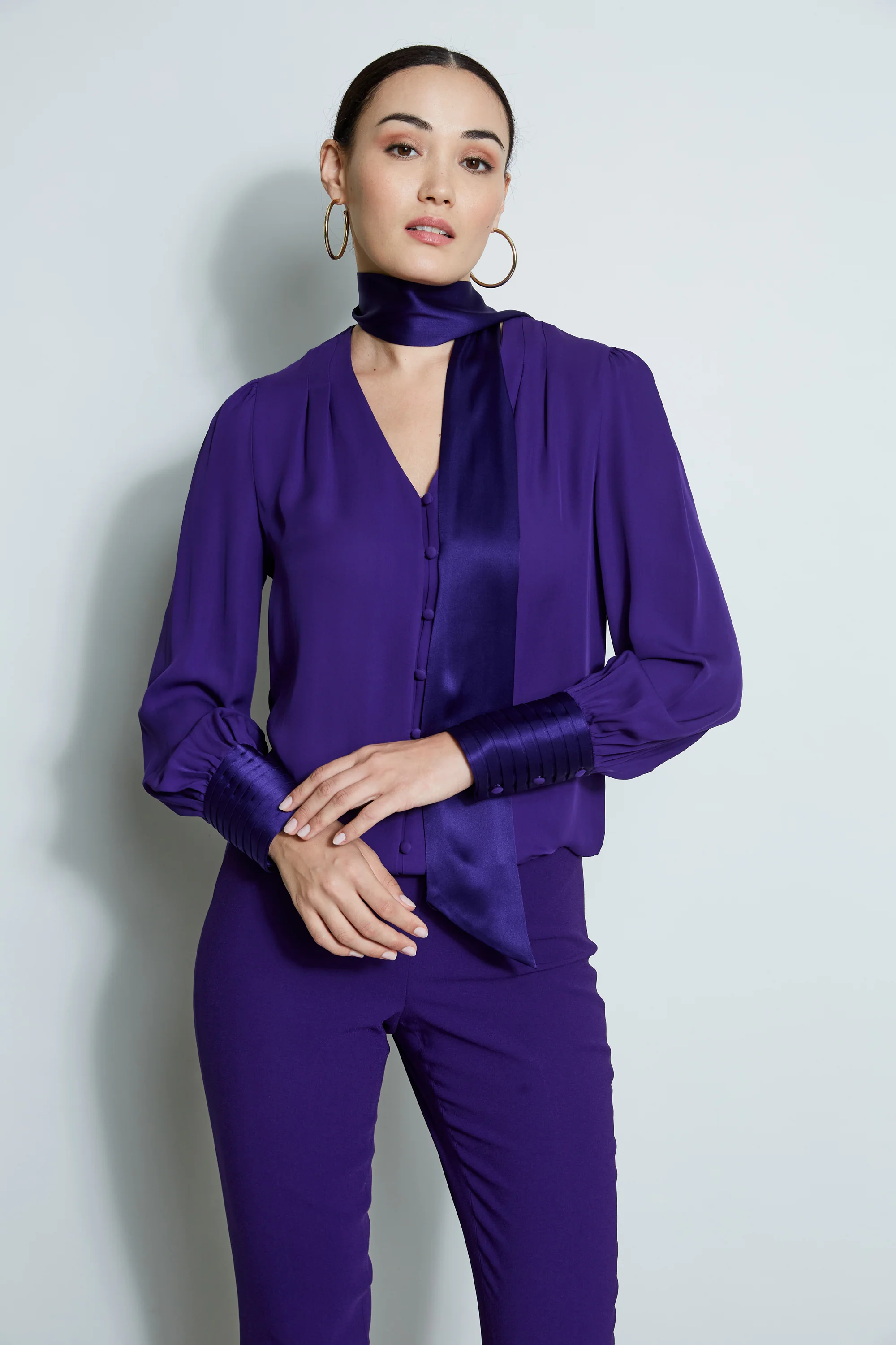 Blouson Satin Tie Shirt - Inholu