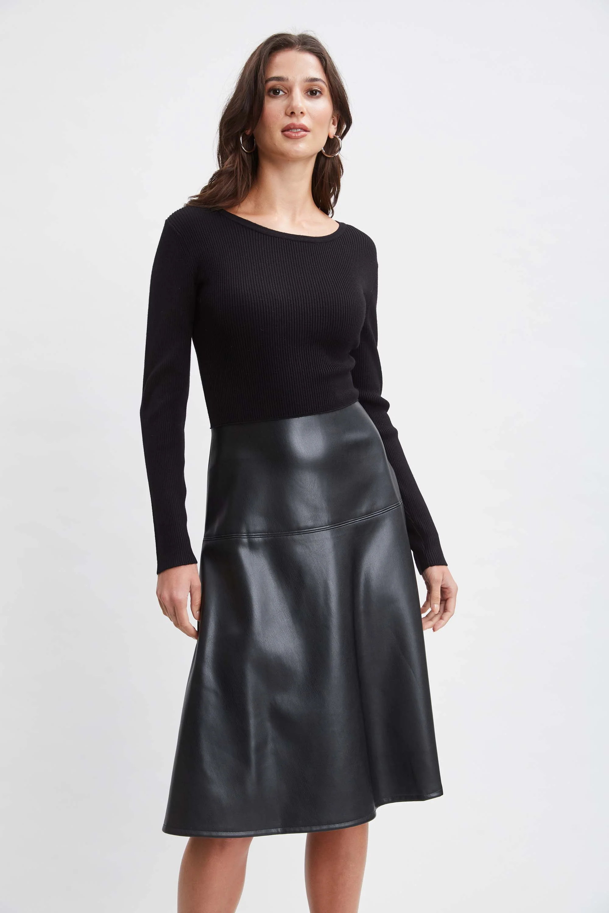 T-Tahari Knit Vegan Leather Dress - Inholu