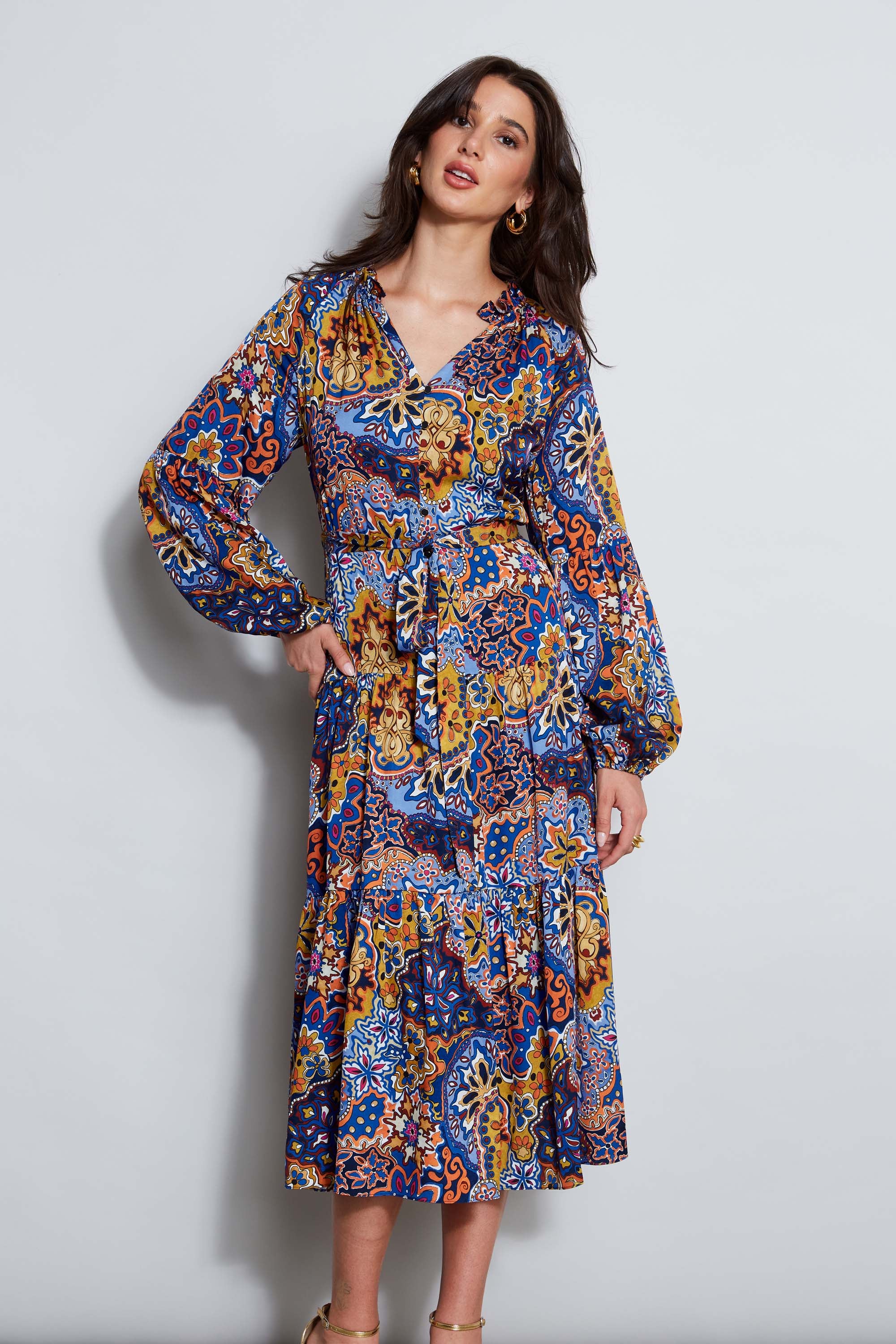Silk Night Garden Midi Dress - Inholu