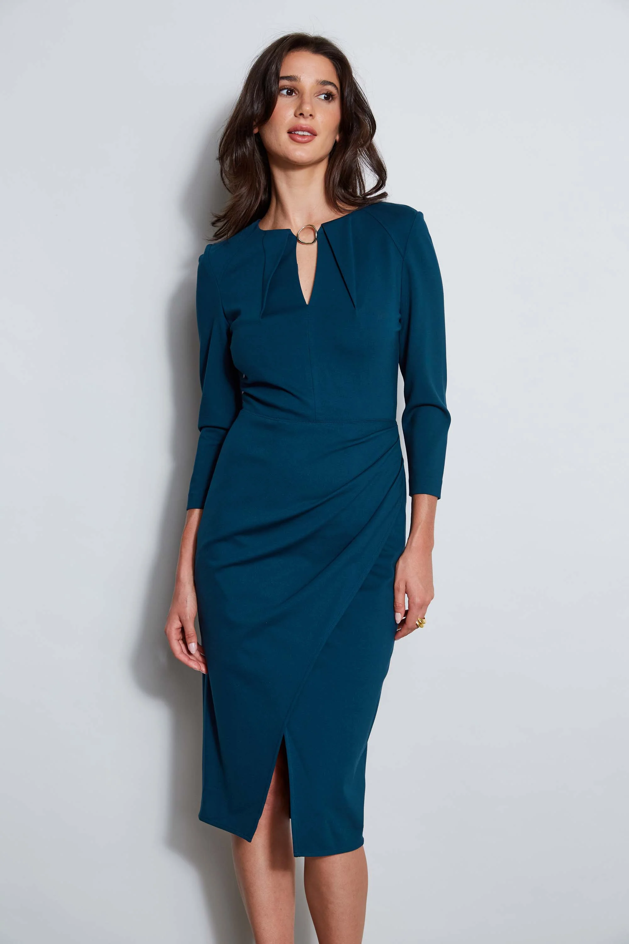 Keyhole Ring Wrap Dress - Inholu